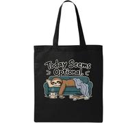 Lazy Day with No Rush Allowed Natural Cotton Tote Bag Black