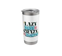 Lazy Days Crazy Nights (Summer Vacation Holidays Statement) Stainless Steel Insulated Tumbler