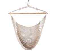 Lazy Daze Hammock Chair Caribbean Hanging Rope Weaving Chair with 40" Hardwood Spreader Bar and Soft-Spun Cotton Rope for Indoor/Outdoor Backyard & Living Room, Max 300 LBS, Natural