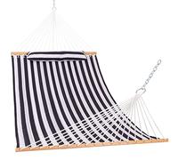 Lazy Daze Hammocks 12 FT Quilted Hammock with Spreader Bar, 2-Person Double Hammock with Chains and Pillow, Outdoor Hammock for Outside Patio Poolside Backyard Beach, 450 lbs Capacity, Black White