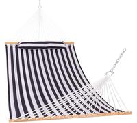 Lazy Daze Hammocks 12 FT Quilted Hammock with Spreader Bar, 2-Person Double Hammock with Chains and Pillow, Outdoor Hammock for Outside Patio Poolside Backyard Beach, 450 lbs Capacity, Black White