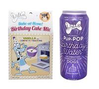 Lazy Dog Cookie Co. Dog Birthday Cake Bundle - Bake-at-Home Dog Cake Mix with Sprinkles & Frosting 340g & Pup-POP® Birthday Water 458ml - Dog Hydration Drink, Vanilla Cake Flavour - Made in the USA