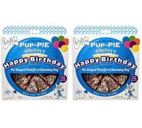 Lazy Dog Cookie Co. The Original Pup-PIE - Charming Boy (Pack of 2 x 142g) | Baked Dog Birthday Treat with Pumpkin & Peanut Butter, 10 Pre-Cut Slices with Fruit Sprinkles - Made in USA