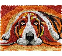 Lazy Dog Latch Hook Kits for Adults Kids Beginners Cute Aniamls Latch Hook Rug Kit Pre-Printed Hook and Latch Carpet Making Kits Cross-stitch DIY Wall Hanging Crochet Set 20x15 In.