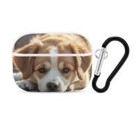 Lazy Dog Puppy AirPod Pro Case, Anti Scratch Hard PC Cover with Keychain, AirPod Pro 2nd/1st Case Accessories for Women Men, White-Style