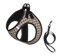 Lazy Dog Puppy Print Step in Dog Harness and Leash Set,Mesh Pet Vest Harness for Small Dogs and Cats