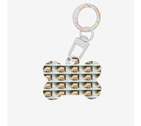 Lazy Dog Puppy Printing 1 Pc Dog Bone Shape Id Tags Double Sided with Key Ring Craft for Pets