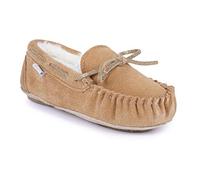 Lazy Dogz Kids Sadie Junior Tan Suede Moccassin Slipper 4 UK Tan