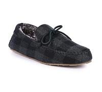 Lazy Dogz Mens Lumber Check Felt Moccasin Slippers. Sizes 7-12 8 Black