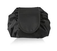 Lazy Drawstring Makeup Bag,Black Make up Bag for Women,Fold Out Small Flat Lay Makeup Bags,Draw String Makeup Organiser Bags,Travel Makeup Pouch Storage Organiser for Travel,Business Trip