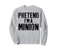 Lazy Easy Halloween Costume Pretend I'm A Minion Sweatshirt, Adult Unisex, Heather Grey, Small