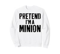 Lazy Easy Halloween Costume Pretend I'm A Minion Sweatshirt, Adult Unisex, White, Large