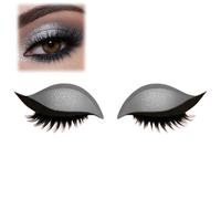 Lazy Eye Shadow Eyelash Patch,2-in-1 Reusable Eye Makeup Sticker,Colorful Eyeshadow and Lash Stickers,Natural Eye Fake Lashes for Women's Make up,Reusable Eyelid and Eyelash Stickers for Eyes(Silver)