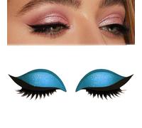 Lazy Eye Shadow Eyelash Patch, 2-in-1 Reusable Eye Makeup Stickers, Eyeshadow Eyelashes Makeup Stickers, Natural Curl, Waterproof for Quick Makeup (Blue)