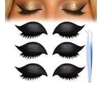 Lazy Eye Shadow Eyelash Patch,2-In-1 Reusable Eye Makeup Stickers With False Lashes & Eyeshadow,Makeups Stencils Sticker for All EyeShapes (Black)