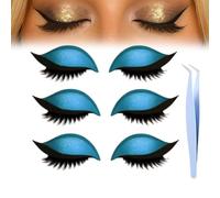 Lazy Eye Shadow Eyelash Patch,2-In-1 Reusable Eye Makeup Stickers With False Lashes & Eyeshadow,Makeups Stencils Sticker for All EyeShapes (Blue)