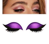 Lazy Eye Shadow Eyelash Patch, 2-in-1 Reusable Eyeshadow and False Lashes Stickers, Natural Curl, Waterproof Lazy Makeup Tool for Quick Eye Makeup (Purple)