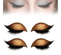 Lazy Eye Shadow Eyelash Patch, 2-in-1 Reusable Eyeshadow & Eyelash Makeup Stickers, Shadow & Eyeliner, 3D Electric-Eye Makeups for All Eyeshapes (gold)