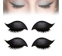 Lazy Eye Shadow Eyelash Patch, 2-in-1 Reusable Eyeshadow & Eyelash Makeup Stickers, Shadow & Eyeliner, 3D Electric-Eye Makeups for All Eyeshapes (black)