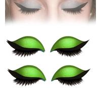 Lazy Eye Shadow Eyelash Patch, 2-in-1 Reusable Eyeshadow & Eyelash Makeup Stickers, Shadow & Eyeliner, 3D Electric-Eye Makeups for All Eyeshapes (green)