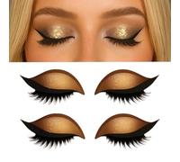 Lazy Eye Shadow Eyelash Patch 2 Pairs, 3D Reusable Sticker Eyeshadow, 2-In-1 Self-Adhesive Reusable Eyelashes & Eyeliner Stickers, Natural Eye Fake Lashes for Women's Make Up (Brown)