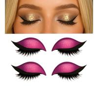 Lazy Eye Shadow Eyelash Patch 2 Pairs, 3D Reusable Sticker Eyeshadow, 2-In-1 Self-Adhesive Reusable Eyelashes & Eyeliner Stickers, Natural Eye Fake Lashes for Women's Make Up (Red)