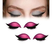 Lazy Eye Shadow Eyelash Patch - 2 Pairs Eyeshadow Eyelash Stickers, 3-in-1 Self-Adhesive Reusable Fast Eye Makeup Stickers (Pink)