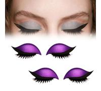 Lazy Eye Shadow Eyelash Patch - 2 Pairs Eyeshadow Eyelash Stickers, 3-in-1 Self-Adhesive Reusable Fast Eye Makeup Stickers (Purple)
