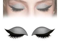 Lazy Eye Shadow Eyelash Patch, 3-in-1 Eye Makeup Stickers with False Lashes, Eyeshadow & Eyeliner, Self-Adhesive, Quick Makeup for Quick Makeup, Cuttable to Fit All Eyeshapes(Silver)