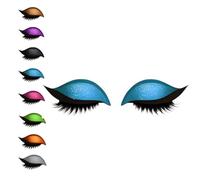 Lazy Eye Shadow Eyelash Patch, 3-in-1 Reusable Eye Makeup Stickers with False Lashes, Eyeshadow & Eyeliner, Colorful Beauty Fashion Eyelid Line Sticker, for All Eyes Shapes (Blue)