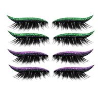 Lazy Eye Shadow Eyelash Patch, 4 Pairs Glitter False Eyelashes, Eye Makeup Stickers, Reusable Eyeshadow Stickers With False Lashes, Long-Lasting Wear Make-Up Stickers, Lazy Makeup Tool