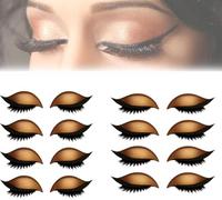 Lazy Eye Shadow Eyelash Patch, 8 Pairs Eyeshadow Eyelashes Makeup Stickers, 3-in-1 Reusable Eye Makeup Stickers with False Lashes, Shadow and Eyeliner, For All Eye Shapes (Gold)