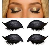 Lazy Eye Shadow Eyelash Patch, Colorful Beauty Eyeshadow Eyelashes Makeup, 2-in-1 Reusable Eyeshadow Stickers, Waterproof And Sweat-Proof, Makeup Stencils For All Eye Shapes (black)