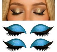 Lazy Eye Shadow Eyelash Patch, Colorful Beauty Eyeshadow Eyelashes Makeup, 2-in-1 Reusable Eyeshadow Stickers, Waterproof And Sweat-Proof, Makeup Stencils For All Eye Shapes (blue)