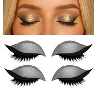 Lazy Eye Shadow Eyelash Patch, Colorful Beauty Eyeshadow Eyelashes Makeup, 2-in-1 Reusable Eyeshadow Stickers, Waterproof And Sweat-Proof, Makeup Stencils For All Eye Shapes (gray)
