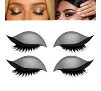 Lazy Eye Shadow Eyelash Patch, Colorful Beauty Fashion Eyelid Line Sticker, 2-in-1 Reusable Eye Makeup Makeup Stickers, Women Natural Eye Fake Lashes Tool, Stencils Sticker for All Eyeshapes(H)