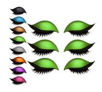 Lazy Eye Shadow Eyelash Patch, Colorful Eyeshadow and Lash Stickers, 2-in-1 Reusable Eyeshadow and Eyelash Stickers for Eyes, Natural Eye Fake Lashes Makeups Stencils (Green, 3 Pairs)