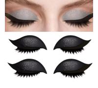 Lazy Eye Shadow Eyelash Patch,Colorful Eyeshadow and Lash Stickers, 2 in 1 Reusable Eyeshadow and Eyelash Stickers for Eyes,Natural Eye Fake Lashes for Women's Make Up (Black)