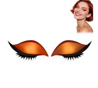 Lazy Eye Shadow Eyelash Patch,Eyelashes Makeup Stickers, 2-In-1 Reusable Eye Makeup Sticker,Self-Adhesive Reusable Eyelashes & Eyeliner Stickers,Eyeshadow Stencils,Lash Strip,Eyeliner Stickers,Orange