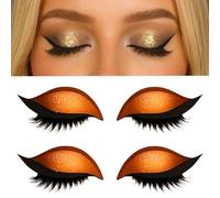 Lazy Eye Shadow Eyelash Patch, Eyeshadow and lash Sticker, 2-in-1 Reusable Eyeshadow & Eyelash Makeup Stickers, Makeup Stencils Sticker for All Eye Shapes, False Eyelash (Orange)