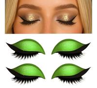 Lazy Eye Shadow Eyelash Patch, Eyeshadow and lash Sticker, 2-in-1 Reusable Eyeshadow & Eyelash Makeup Stickers, Makeup Stencils Sticker for All Eye Shapes, False Eyelash (Green)