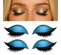 Lazy Eye Shadow Eyelash Patch, Eyeshadow and lash Sticker, 2-in-1 Reusable Eyeshadow & Eyelash Makeup Stickers, Makeup Stencils Sticker for All Eye Shapes, False Eyelash (Blue)