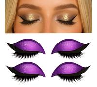 Lazy Eye Shadow Eyelash Patch, Eyeshadow and lash Sticker, 2-in-1 Reusable Eyeshadow & Eyelash Makeup Stickers, Makeup Stencils Sticker for All Eye Shapes, False Eyelash (Purple)