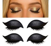 Lazy Eye Shadow Eyelash Patch, Eyeshadow and lash Sticker, 2-in-1 Reusable Eyeshadow & Eyelash Makeup Stickers, Makeup Stencils Sticker for All Eye Shapes, False Eyelash (Black)