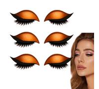 Lazy Eye Shadow Eyelash Patch, Eyeshadow and lash Sticker, Eyeshadow Eyelashes Makeup Stickers, 2-in-1 Reusable Eye Makeup Stickers, Stencils Sticker for All Shapes (Orange)