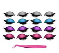 Lazy Eye Shadow Eyelash Patch, Eyeshadow Eyelashes Makeup Stickers, 2-In-1 Reusable Eye Makeup Stickers With False Lashes & Shadow, Makeups Stencils Sticker for All EyeShapes(Set-c)