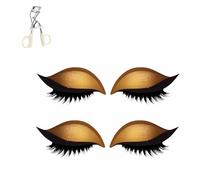 Lazy Eye Shadow Eyelash Patch, Eyeshadow Eyelashes Makeup Stickers, 2 In1 Reusable Eye Makeup Stickers, Natural Eye Fake Lashes for Women's Make Up (Gold)