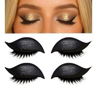 Lazy Eye Shadow Eyelash Patch,Eyeshadow Eyelashes Makeup Stickers,2 In1 Reusable Eyelid And Eyelash Stickers,Eyelid Line Sticker Tool,Lazy Makeup Tool,3D Reusable Sticker Eyeshadow (#D)