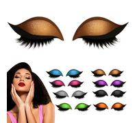 Lazy Eye Shadow Eyelash Patch - Lazy Eyelash Stickers with False Lashes & Shadow, Waterproof & Proof & Reusable for All Eye,1 Second Quick Makeup Application-You Can Have a 3D Electric Eye's (Gold)