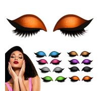 Lazy Eye Shadow Eyelash Patch - Lazy Eyelash Stickers with False Lashes & Shadow, Waterproof & Proof & Reusable for All Eye,1 Second Quick Makeup Application-You Can Have a 3D Electric Eye's (Orange)